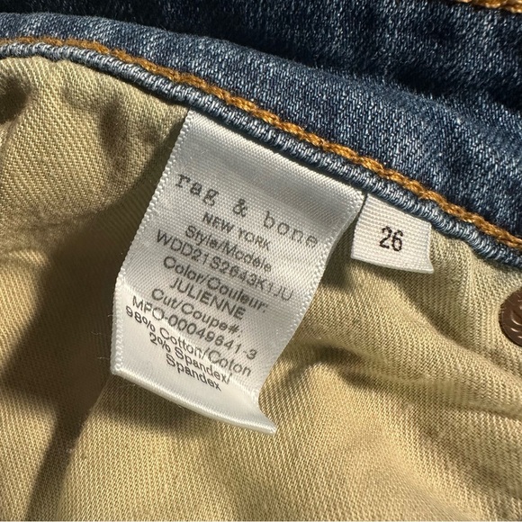 Rag & Bone ‘Dre’ Low-Rise Slim Boyfriend Ankle Jeans in “Julienne” Wash Size 26 - Picture 16 of 16